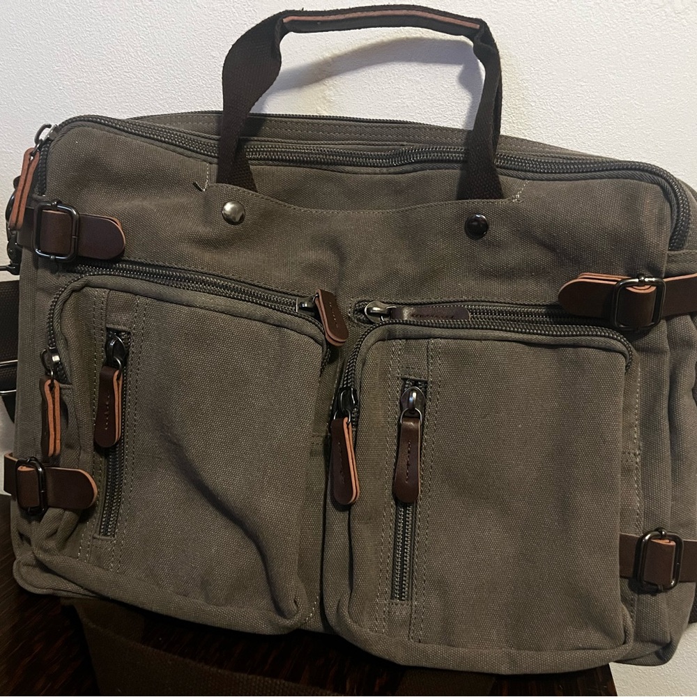 Baosha green canvas laptop bag for men